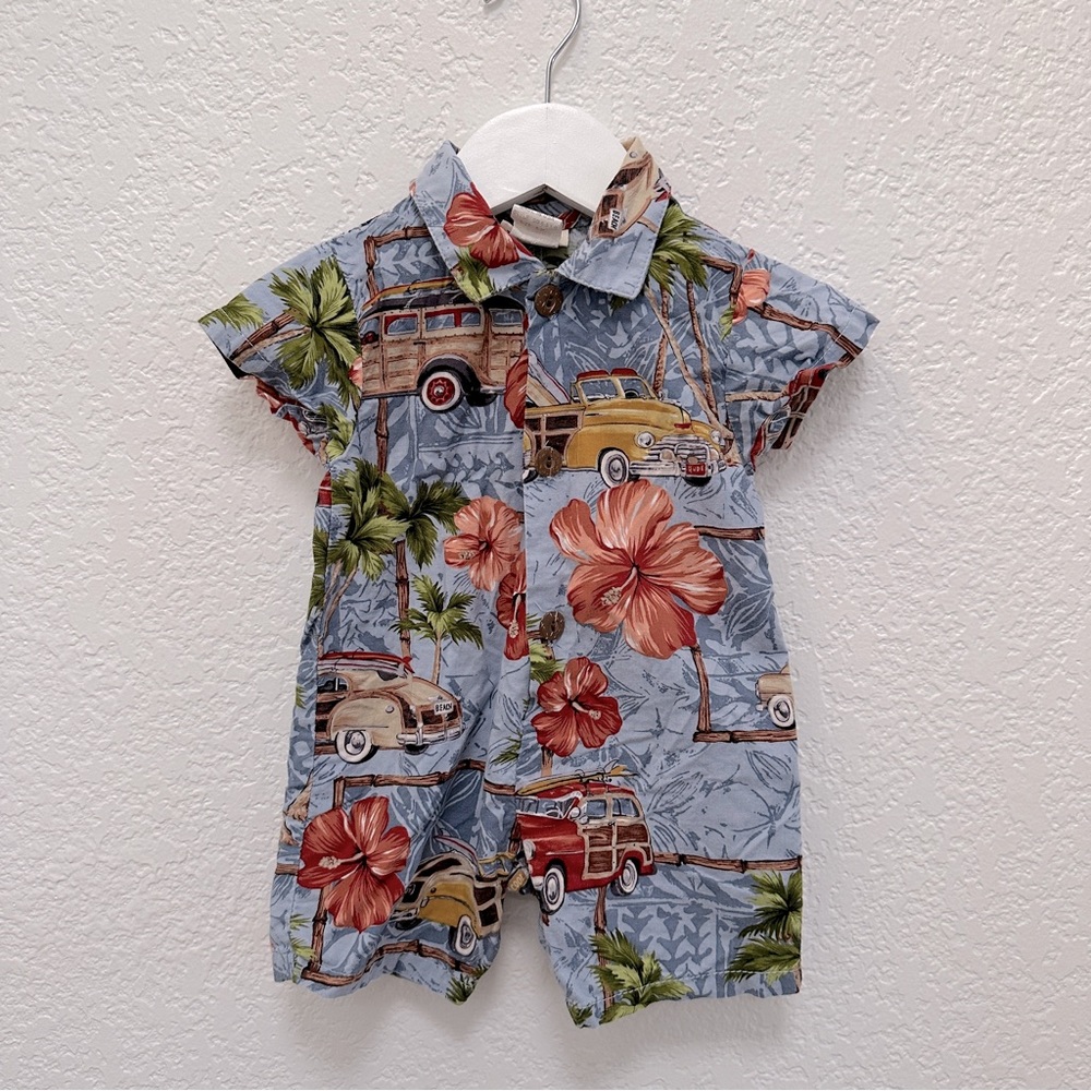 Cachcach Vintage Hawaiian Shirt Onepiece Romper 6-9M